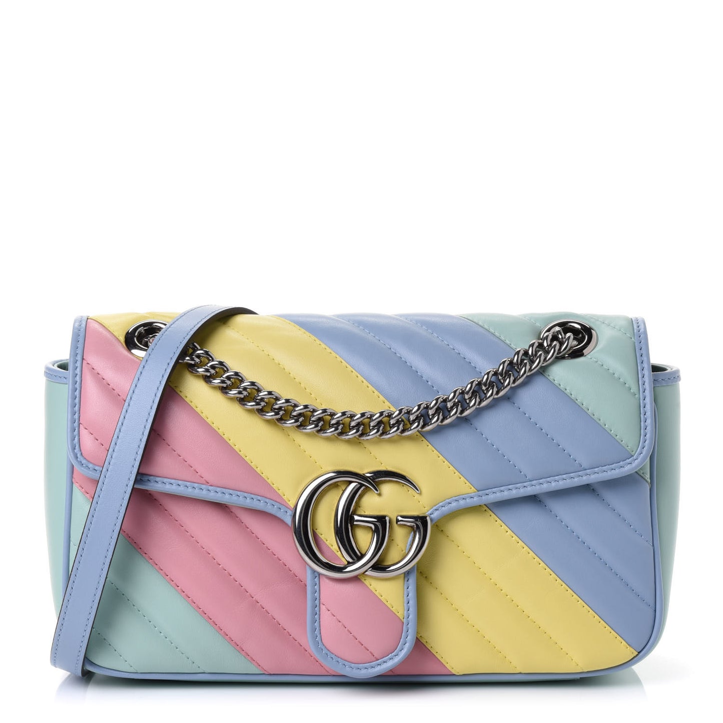 Calfskin Matelasse Diagonal Small GG Marmont Shoulder Bag Multicolor Pastel