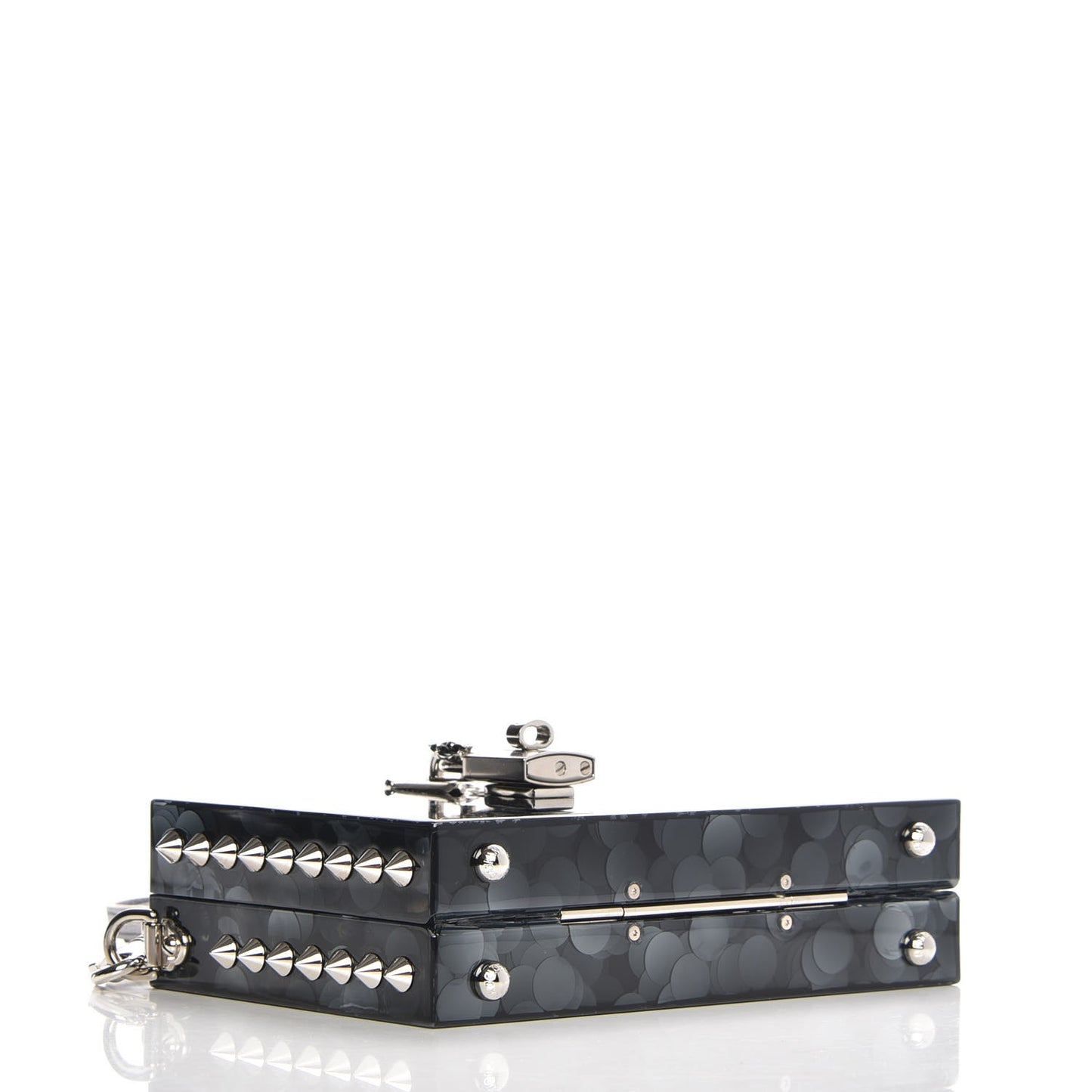 Lucite Spiked Perspex Crossbody Clutch Gunmetal