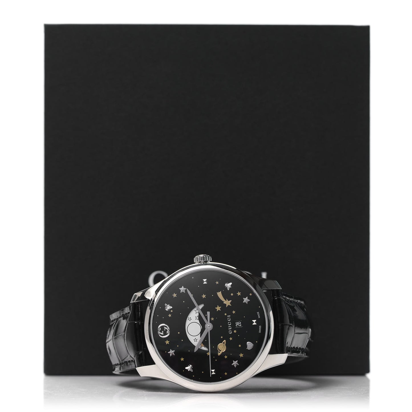 Stainless Steel Alligator 40mm G-Timeless Moonphase Star Planet Quartz Watch Black