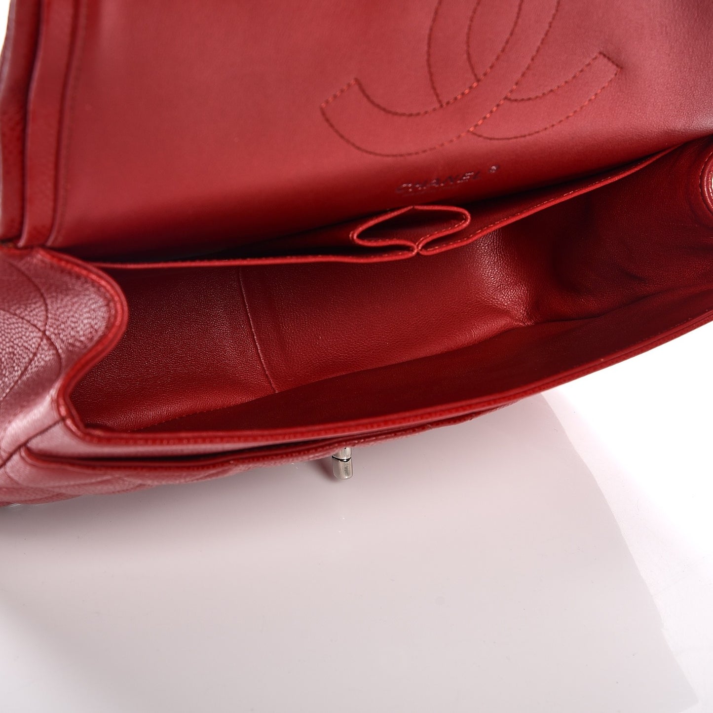 Caviar Quilted Jumbo Double Flap Red