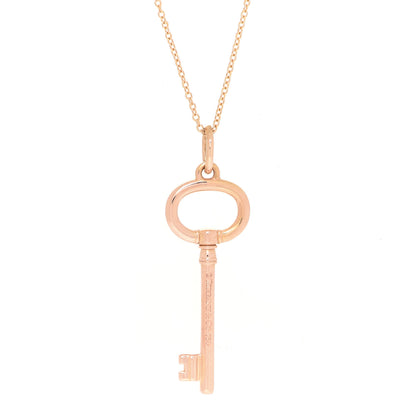 Tiffany 18K Rose Gold Small Oval Key Pendant Necklace 4 of 6