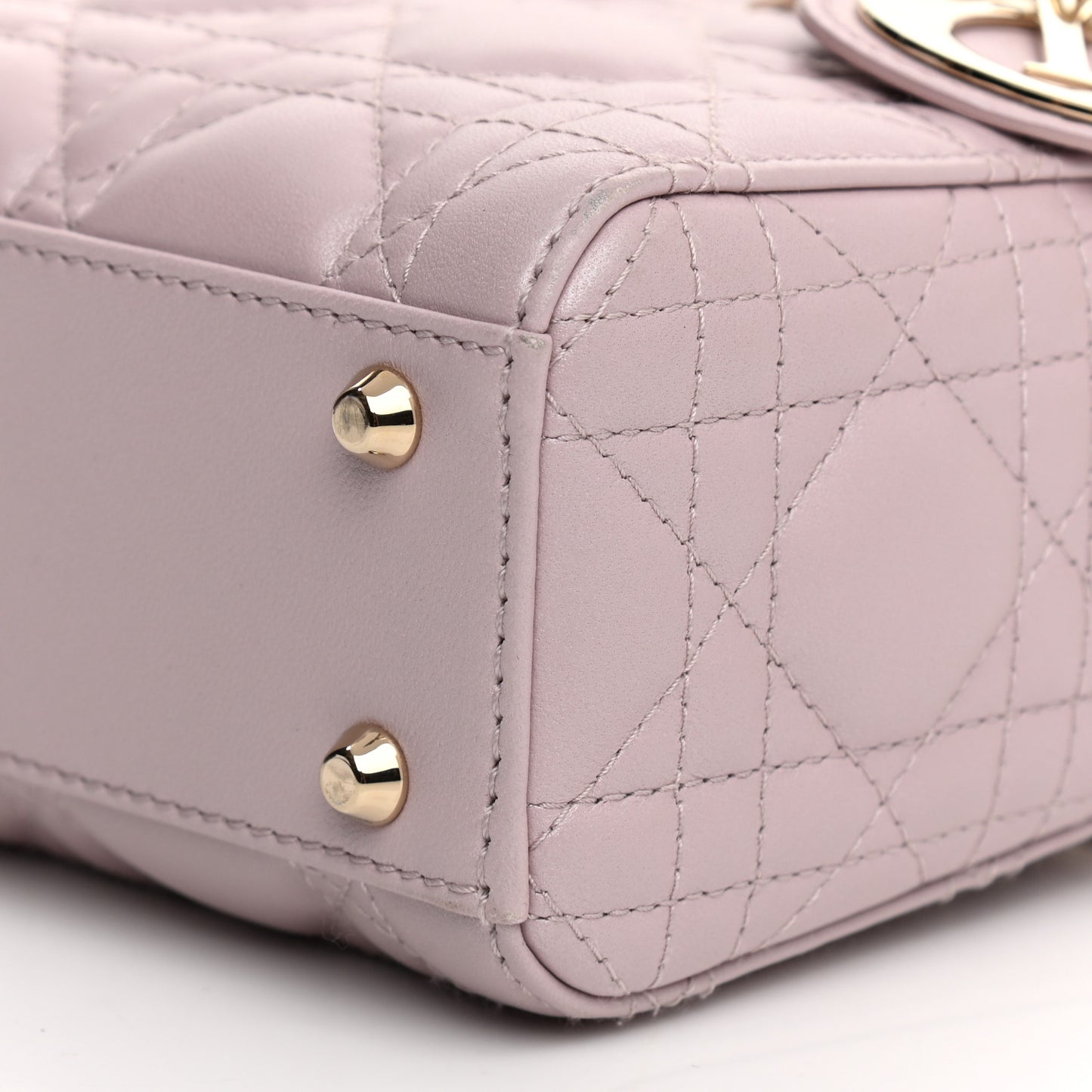 Metallic Lambskin Cannage Mini Lady Dior Lotus