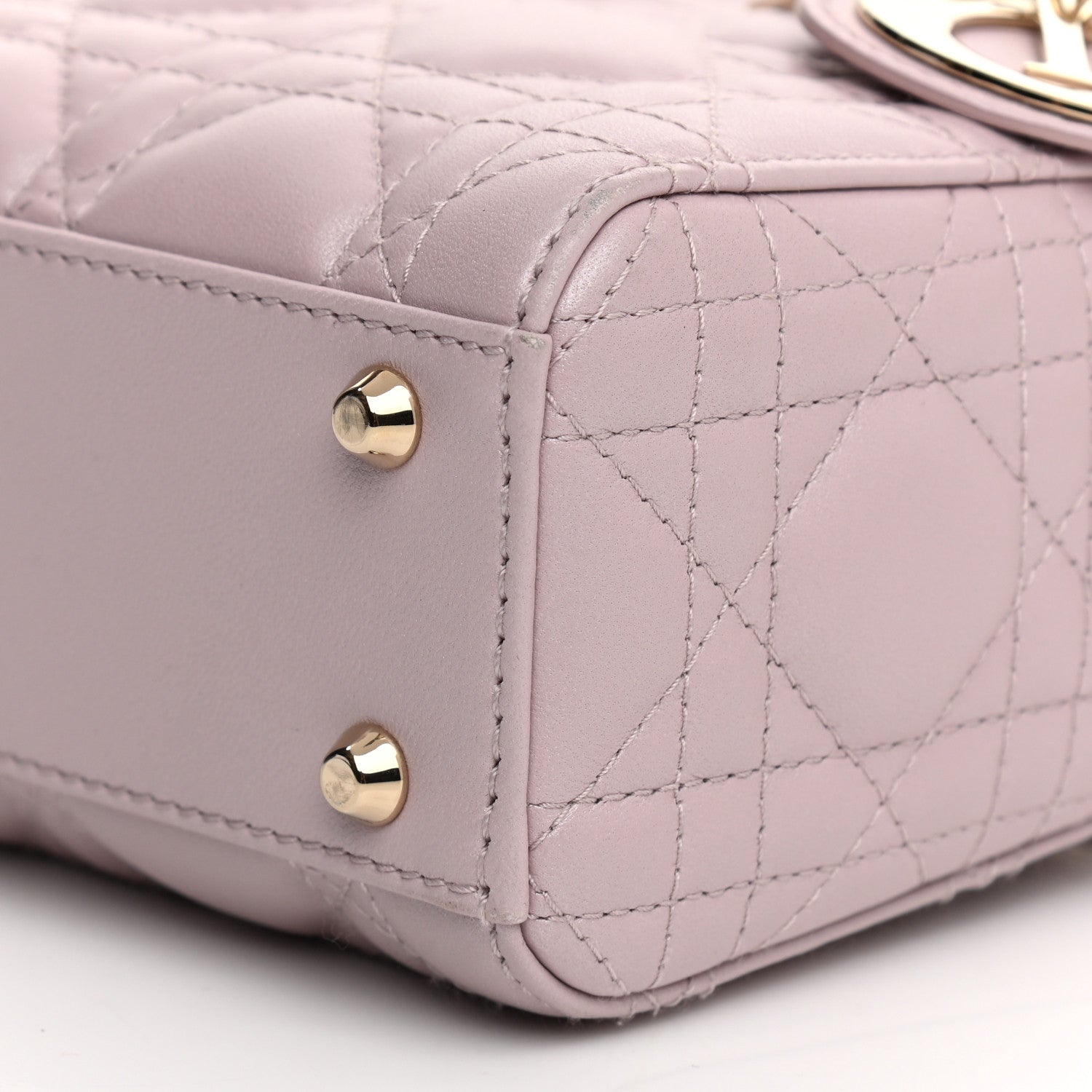 Christian Dior Metallic Lambskin Cannage Mini Lady Dior Lotus 19 of 21