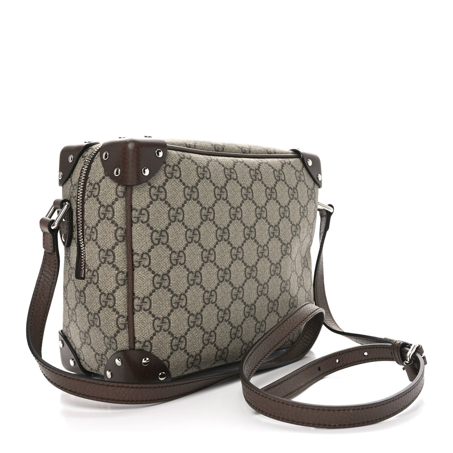 GG Supreme Monogram Textured Calfskin Square Messenger Bag Beige Ebony New Acero