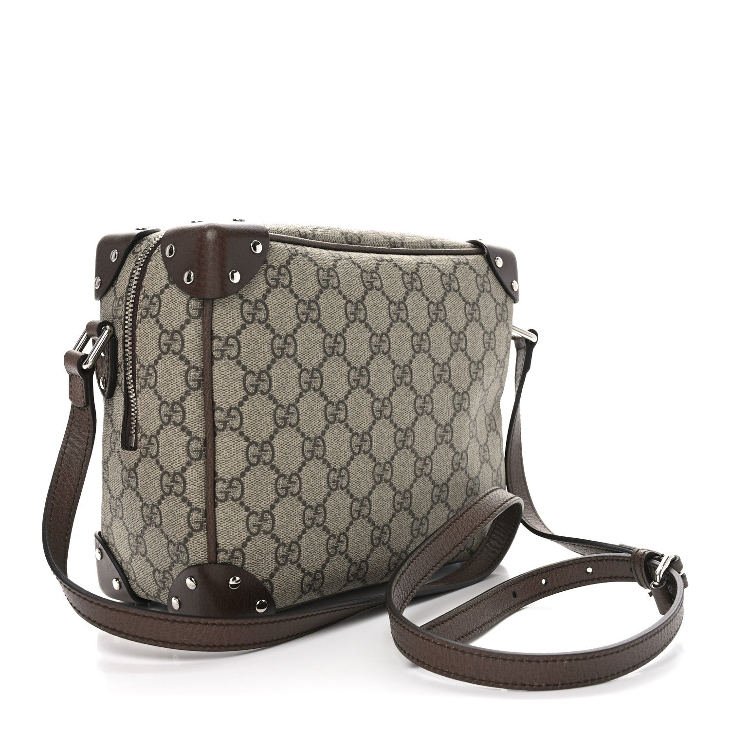 Gucci GG Supreme Monogram Textured Calfskin Square Messenger Bag Beige Ebony New Acero 3 of 10