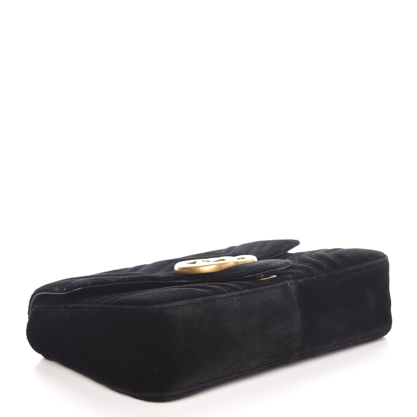 Velvet Matelasse Medium GG Marmont Shoulder Bag Black
