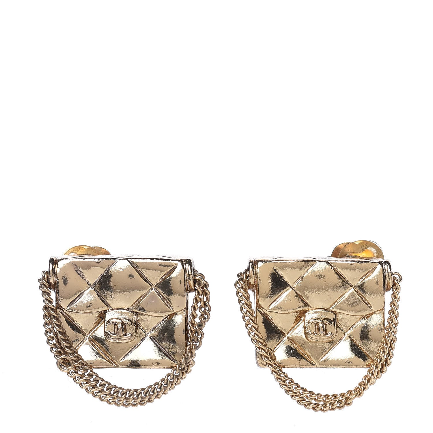 Chanel CC Flap Bag Clip On Earrings Gold 1 of 4