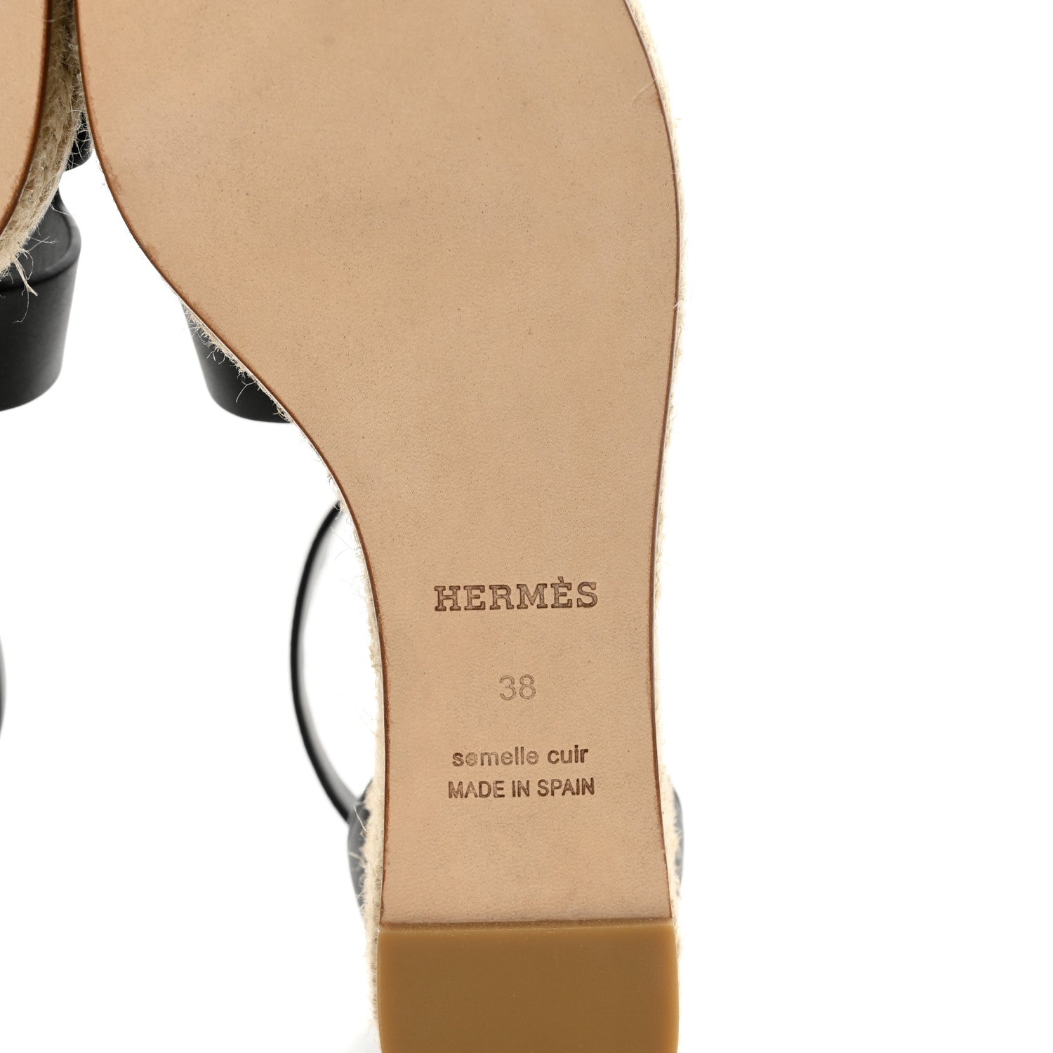 Hermes Goatskin Elda Espadrille Wedge Sandals 38 Black 6 of 9