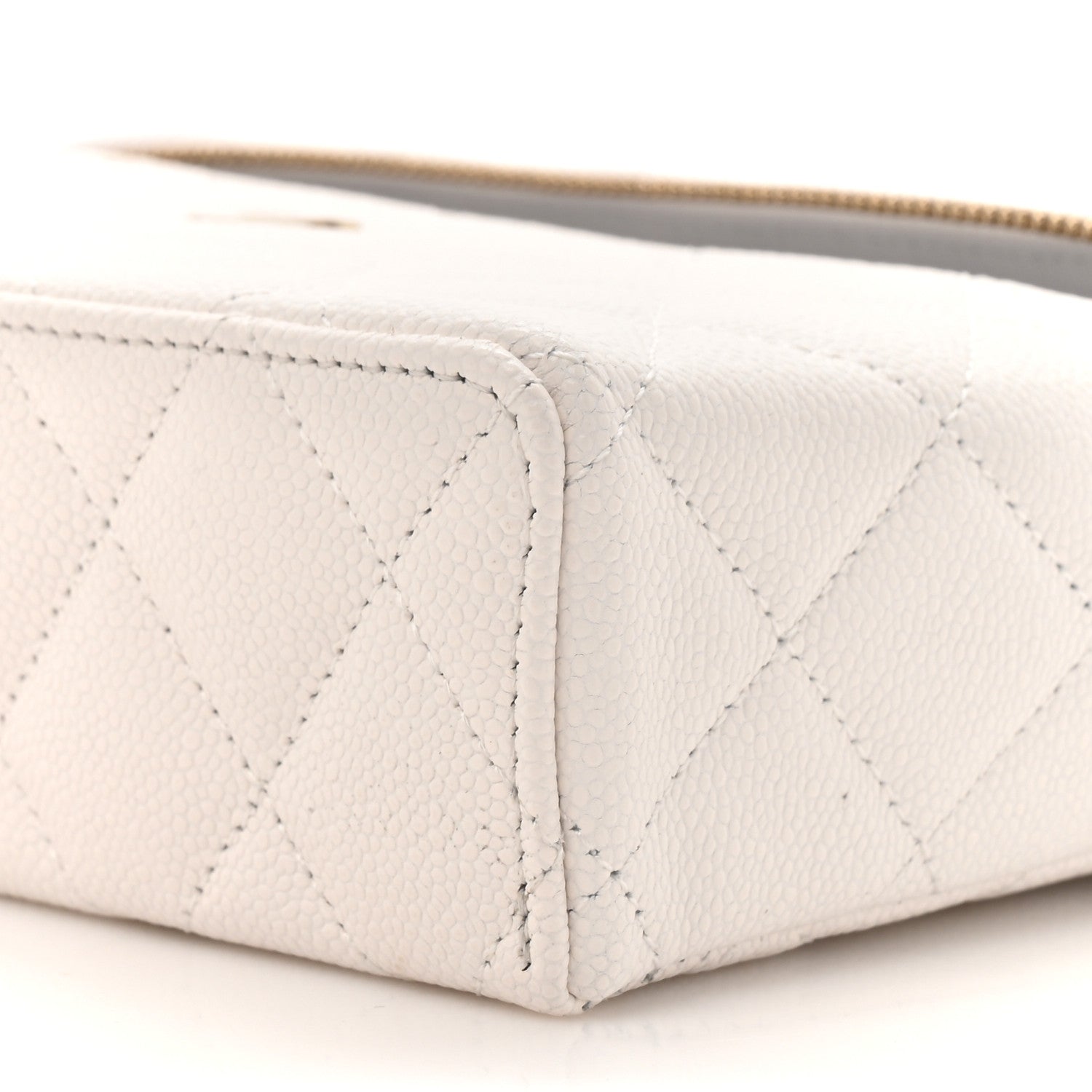 Chanel Caviar Quilted Top Handle Slim Vanity With Chain White 9 of 10