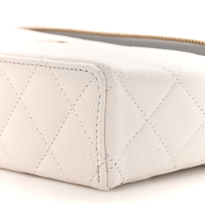 Chanel Caviar Quilted Top Handle Slim Vanity With Chain White 9 of 10