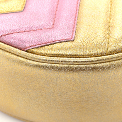 Gucci Metallic Nappa Matelasse Heart Mini GG Marmont Round Shoulder Bag Oro Vecchio Rosa 12 of 13