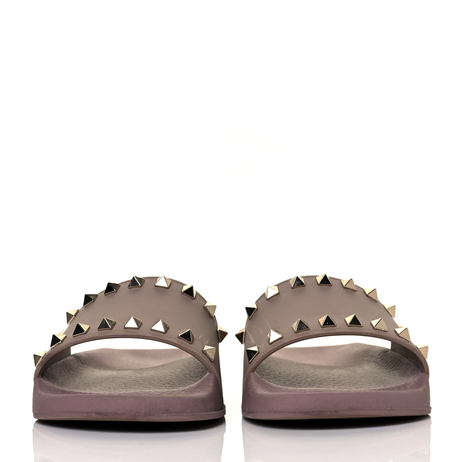 Valentino Garavani Rubber Rockstud Slide Sandals 37 Poudre 2 of 7