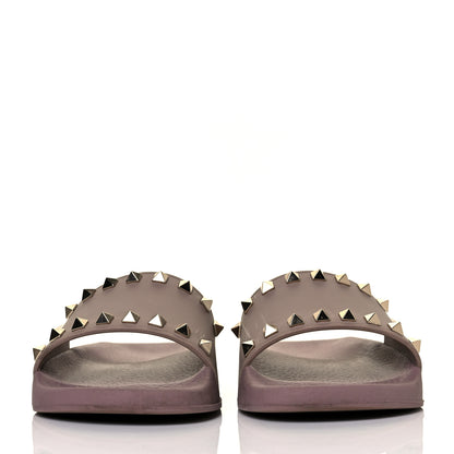 Valentino Garavani Rubber Rockstud Slide Sandals 37 Poudre 2 of 7