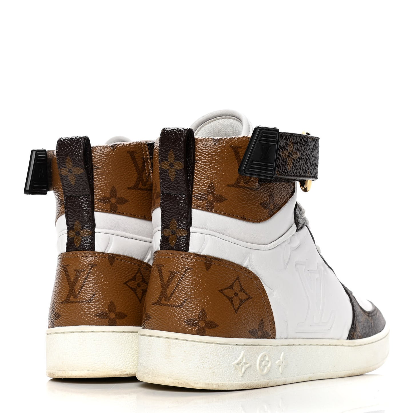 Calfskin Monogram Rivoli High Top Sneakers 36.5 White