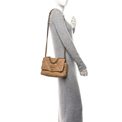 Chanel Lambskin Quilted Medium Chanel 19 Flap Dark Beige 2 of 11
