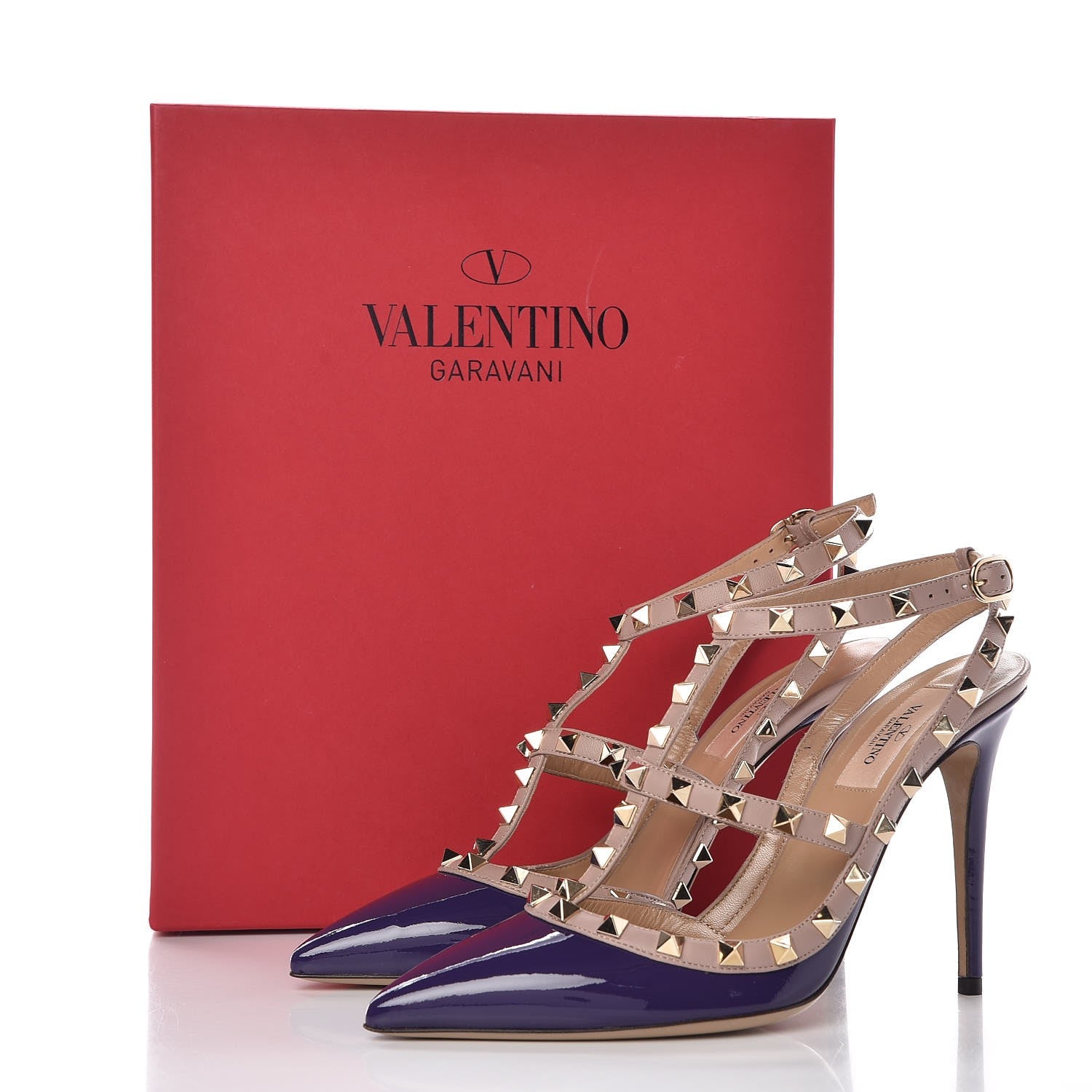 Valentino Garavani Patent Rockstud Ankle Strap Pumps 39 Purple Poudre 8 of 8