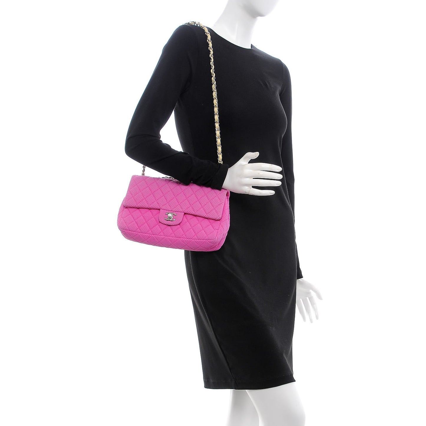 Neoprene Quilted Medium Single Flap Pink