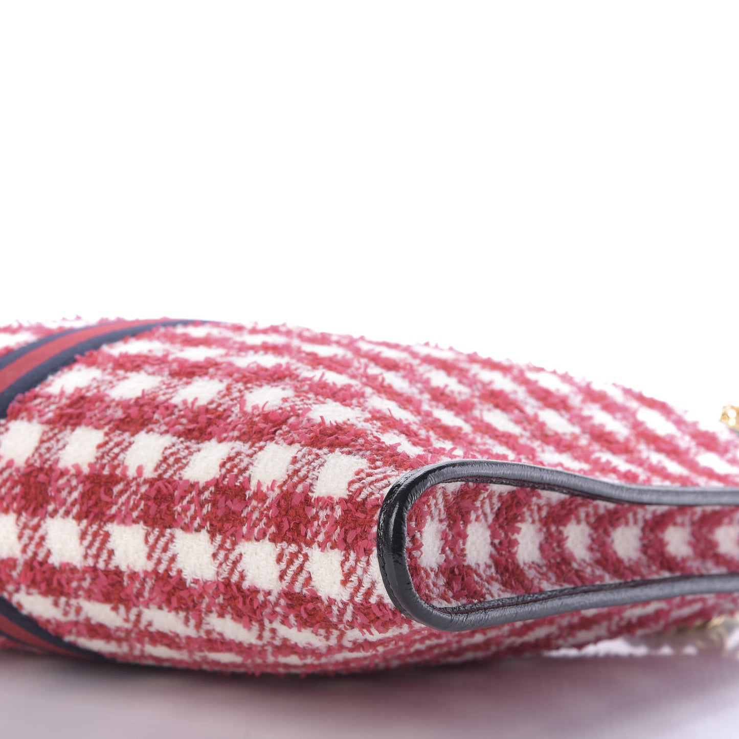 Tweed Check Large Rajah Chain Tote Black Red