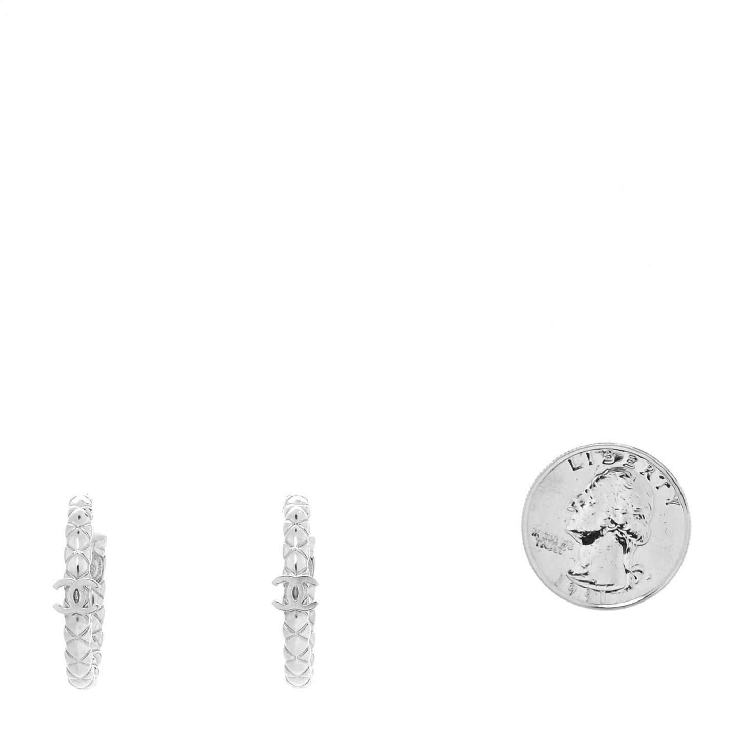 Metal Criss Cross CC Hoop Earrings Silver