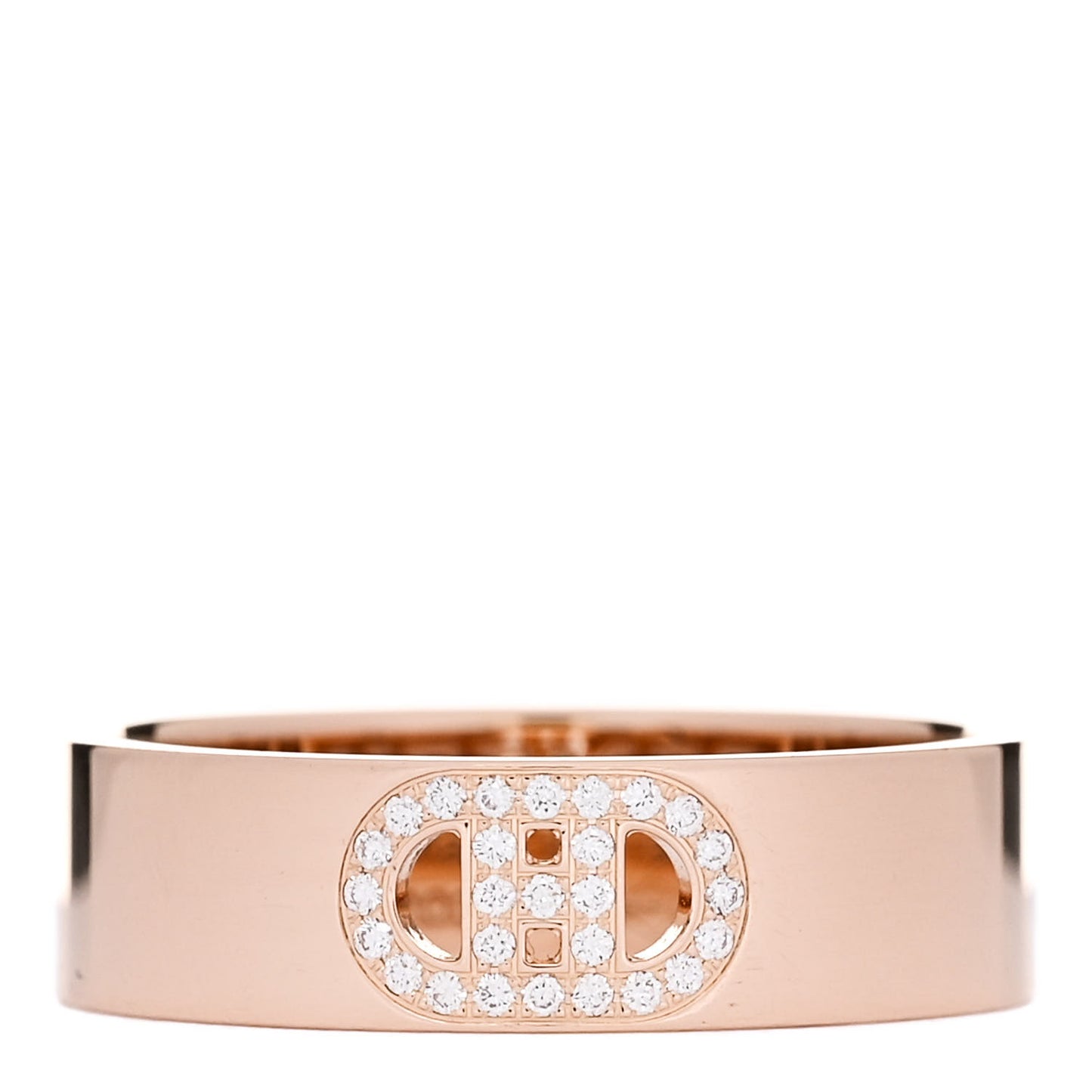 18K Rose Gold Diamond PM H D'Ancre Ring 56 7.75