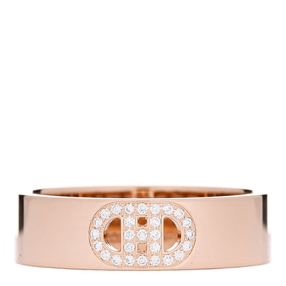 Hermes 18K Rose Gold Diamond PM H D'Ancre Ring 56 7.75 1 of 4