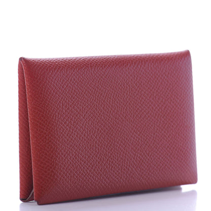 Hermes Epsom Calvi Card Case Rouge Garance 3 of 9