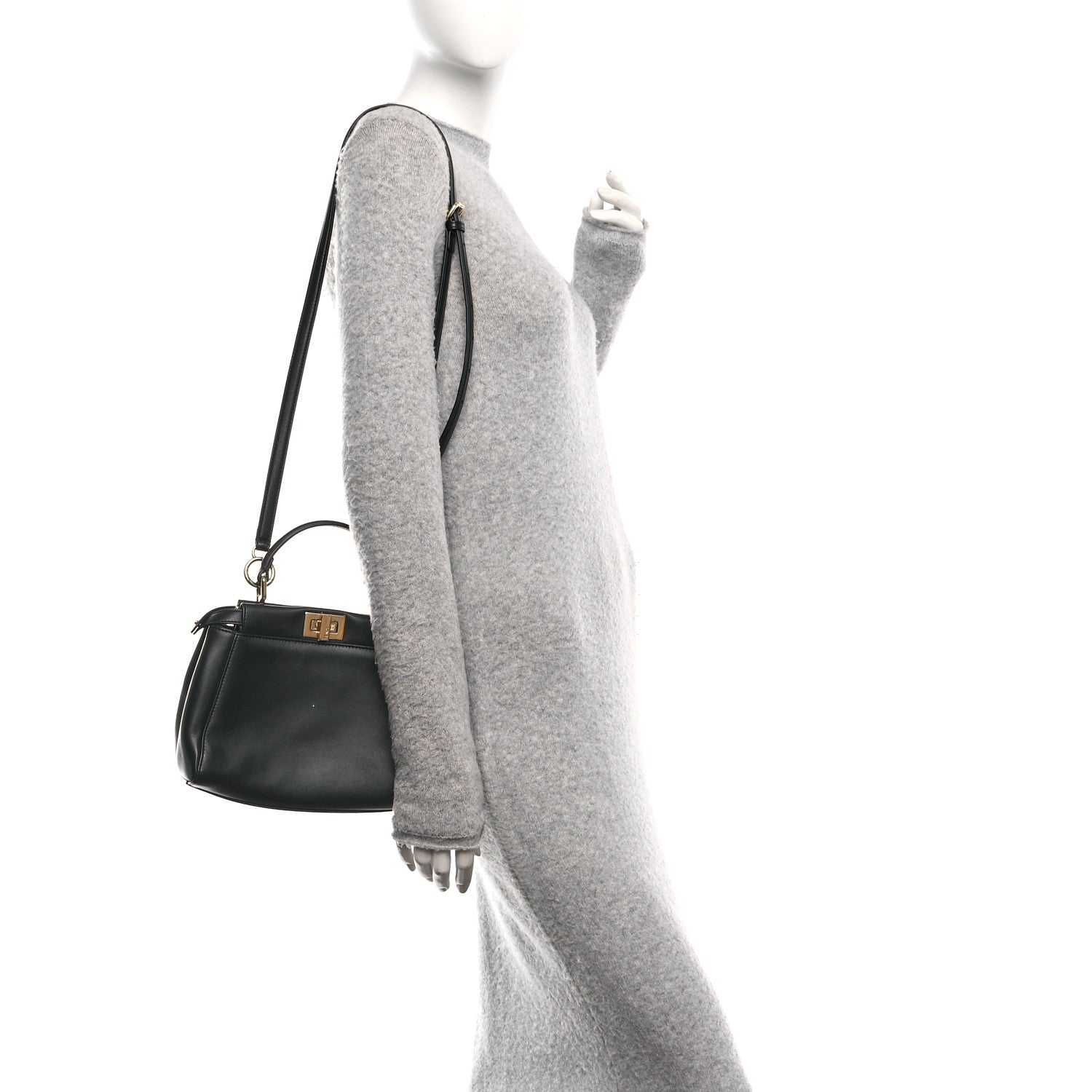 Fendi Nappa Mini Peekaboo Iconic Satchel Black 2 of 11