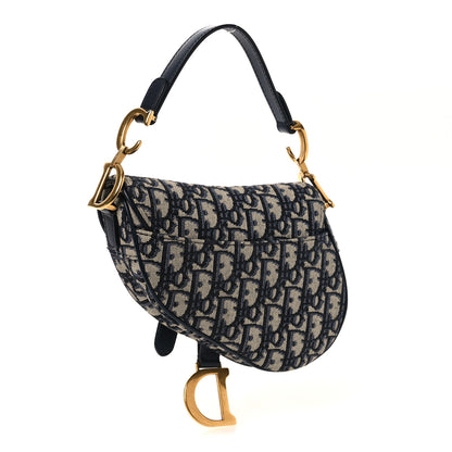 Christian Dior Oblique Mini Saddle Bag Blue 3 of 11