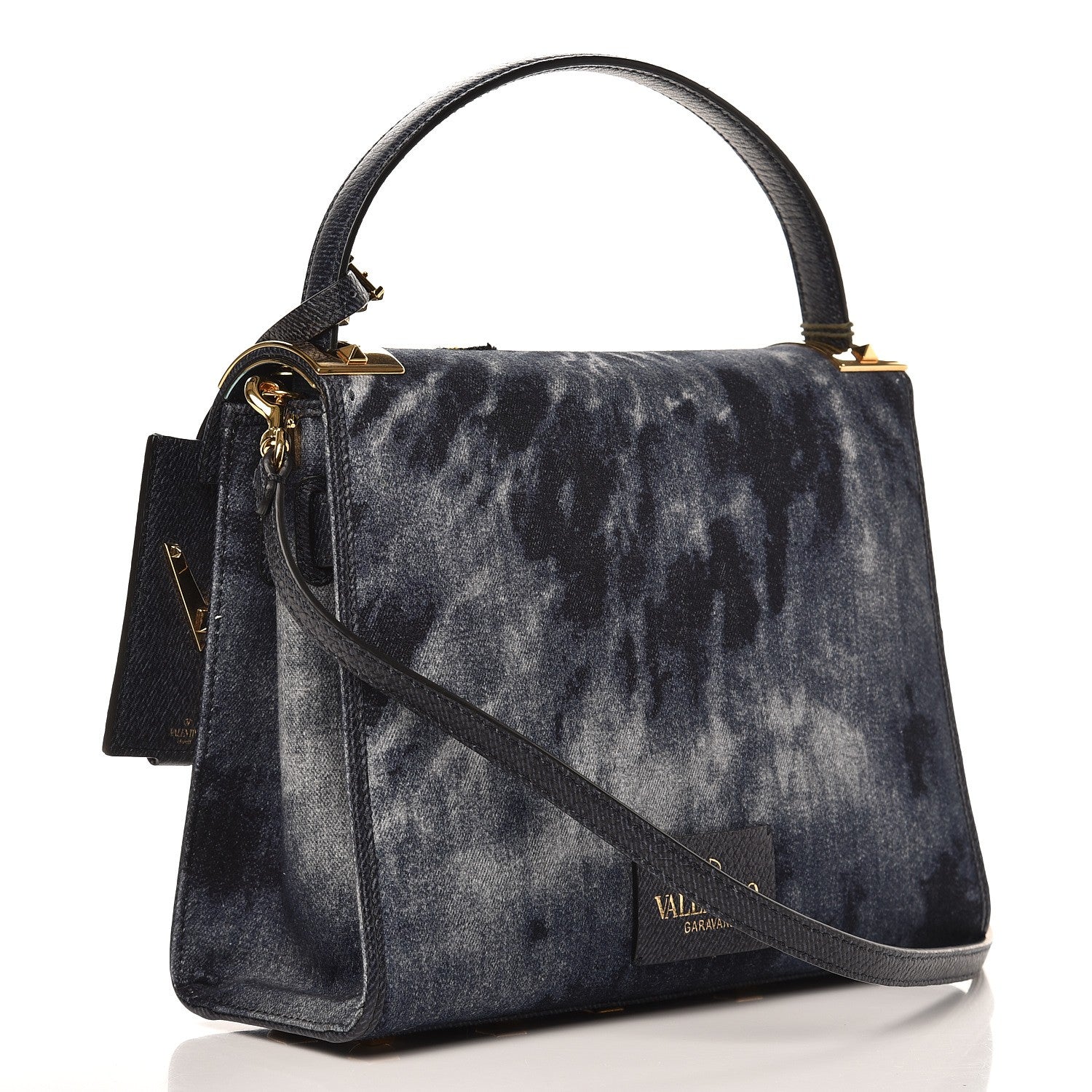 Valentino Garavani Denim Butterfly Embroidered Small My Rockstud Frame Bag Blue 3 of 8