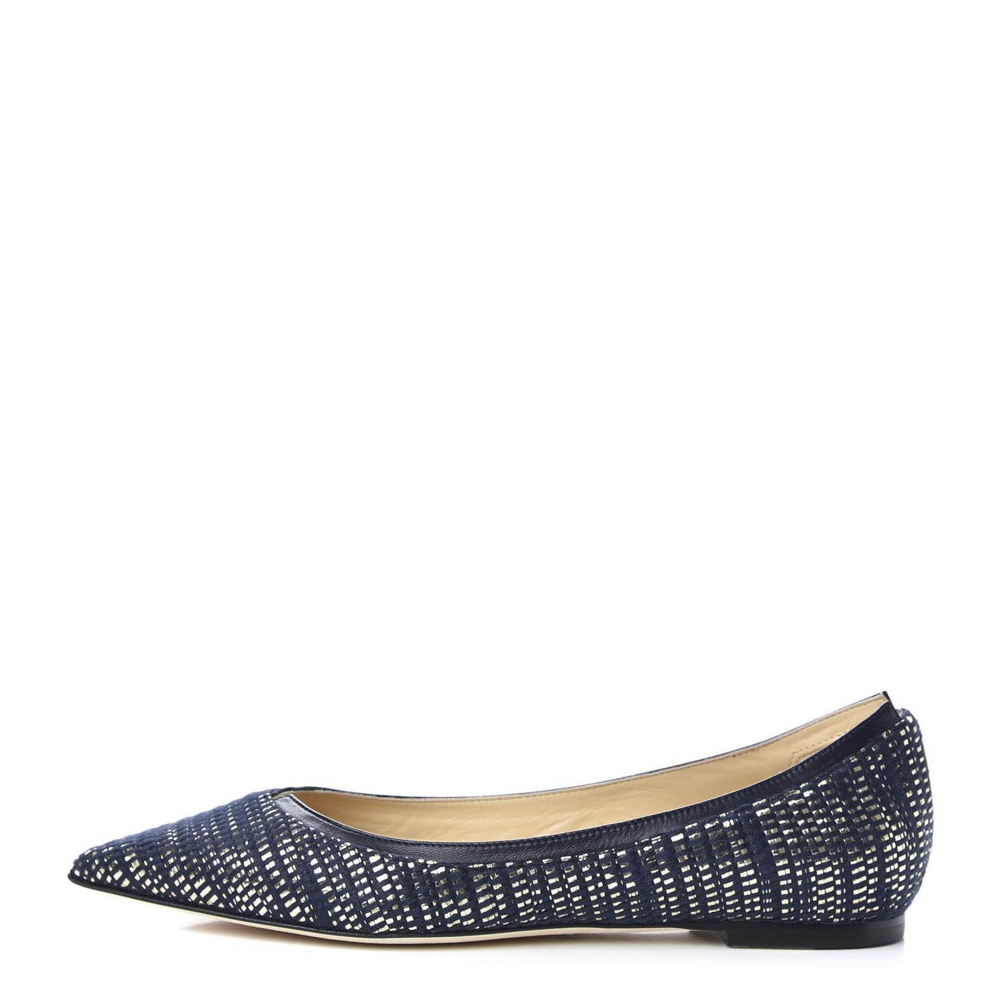 Metallic Fabric Kid Imogen Pointed Toe Flats 38 Navy Gold
