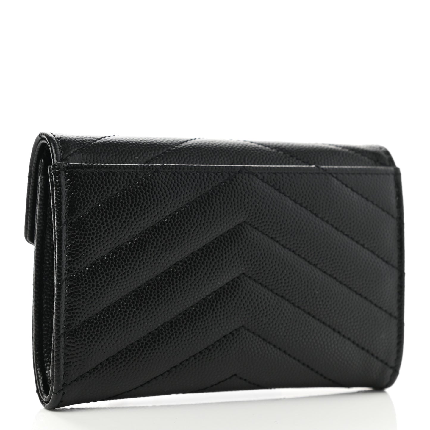 Grain De Poudre Matelasse Chevron Small Monogram Envelope Wallet Black