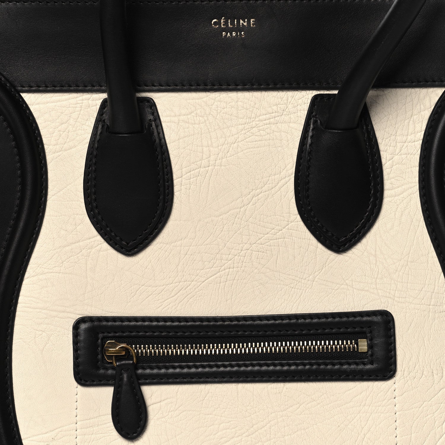 Celine Elephant Calfskin Mini Bi-Color Luggage Black White 7 of 12