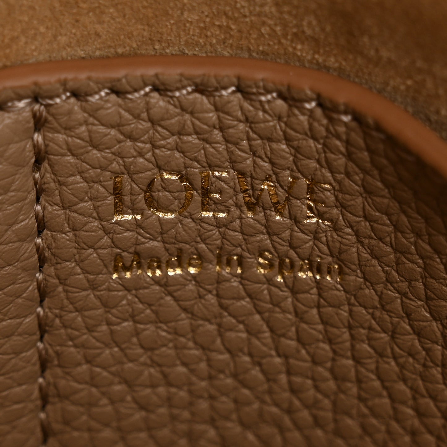 Soft Grained Calfskin Mini Pebble Bucket Bag Oak