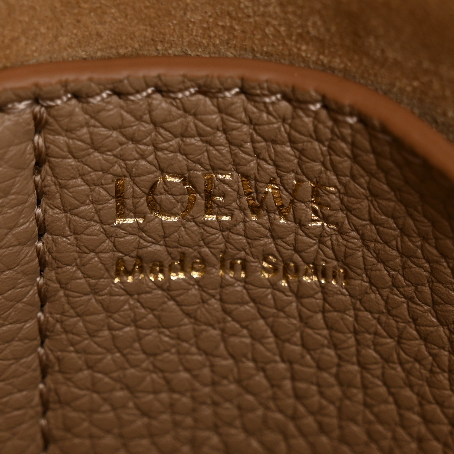 Loewe Soft Grained Calfskin Mini Pebble Bucket Bag Oak 6 of 11