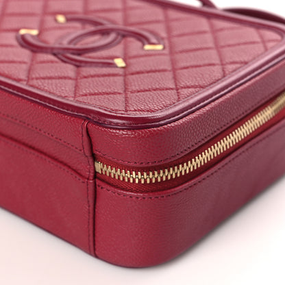Chanel Caviar Quilted Medium CC Filigree Vanity Case Red 9 of 9