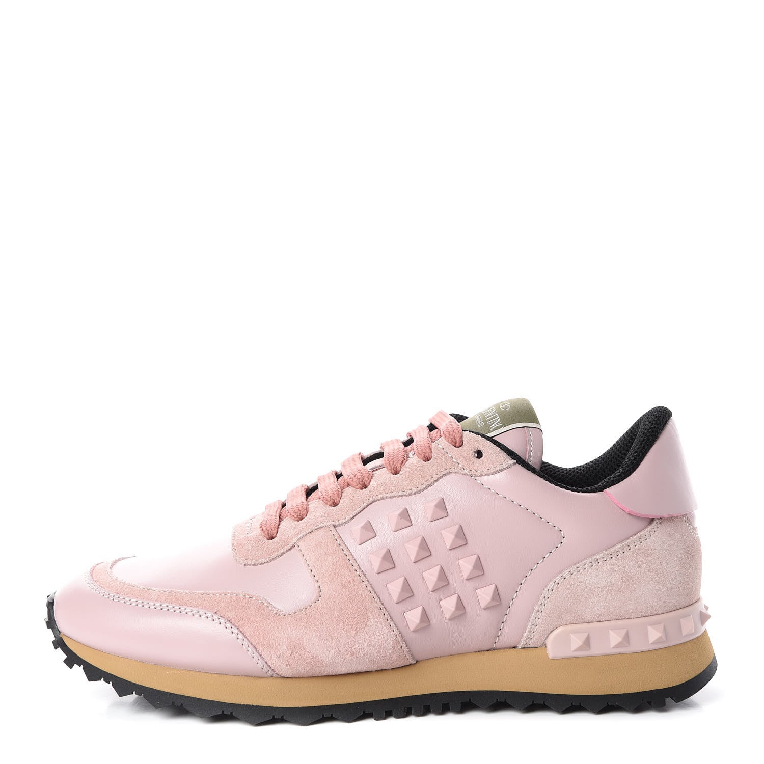 Valentino Garavani Calfskin Suede Rockstud Sneakers 38 Pink 1 of 8
