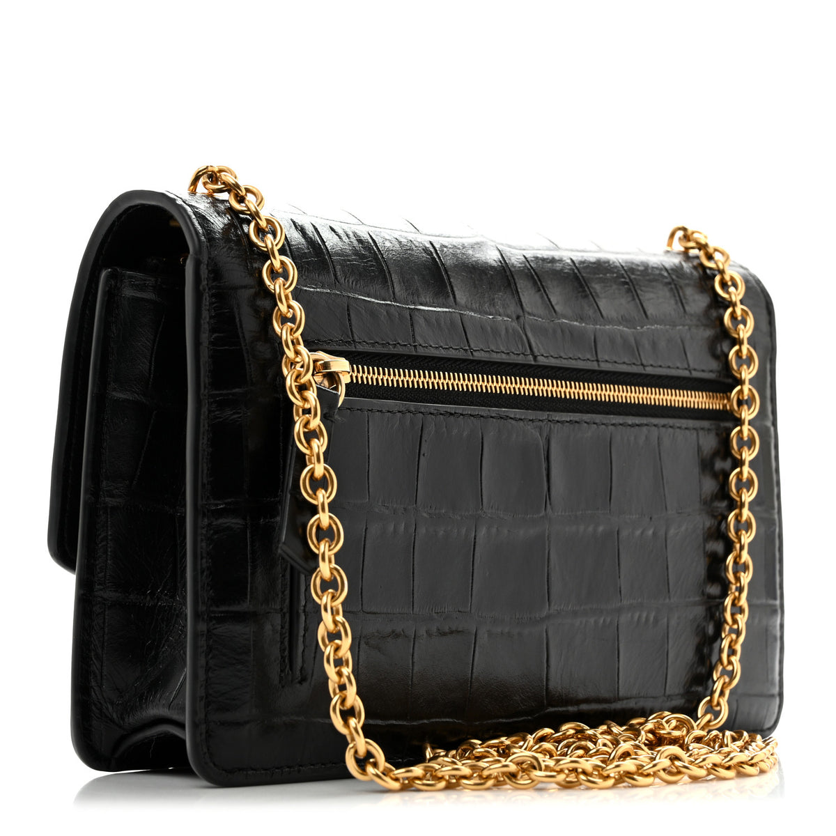 Mulberry Crocodile Embossed Calfskin Small Darley Black 3 of 13