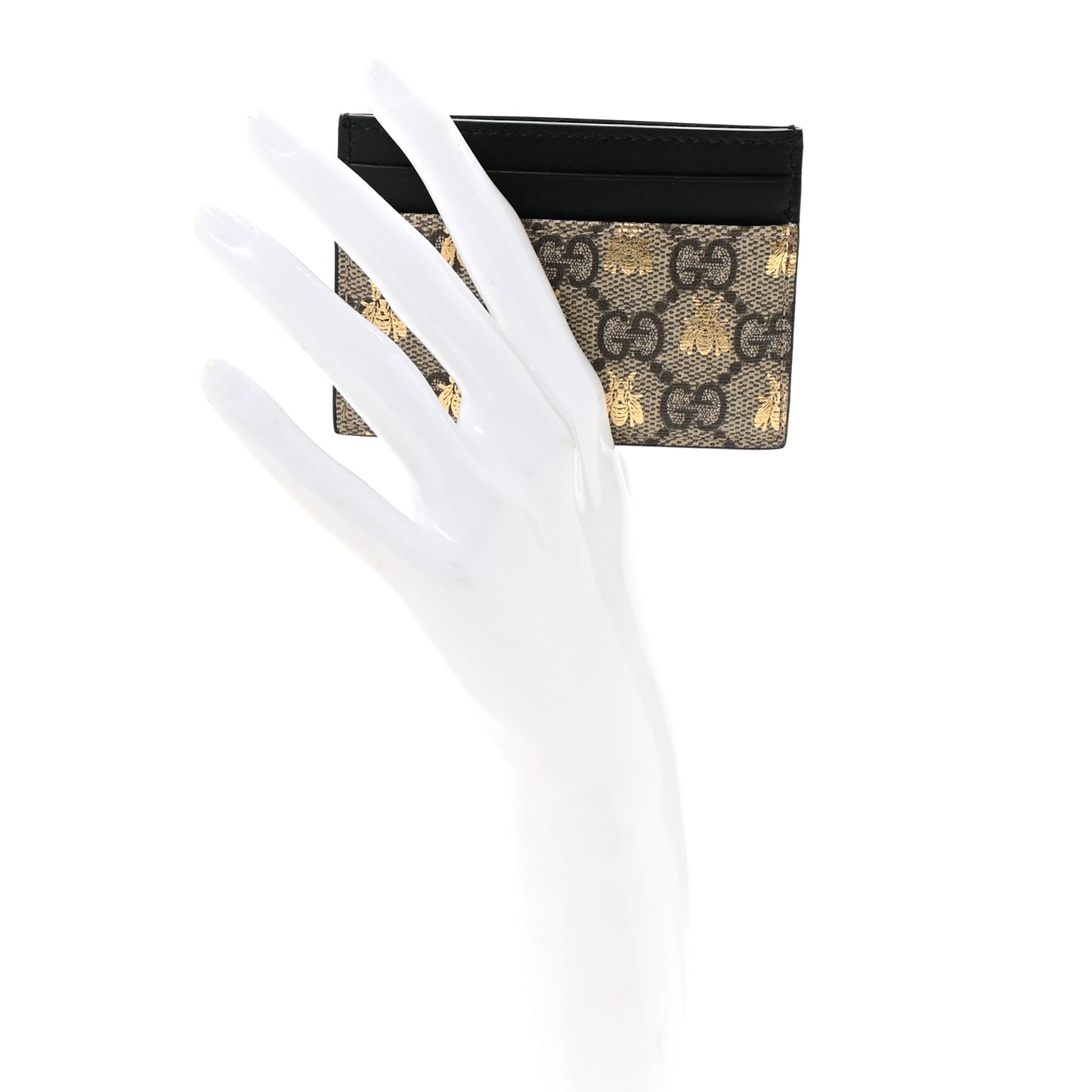 GG Supreme Monogram Bees Card Holder Black