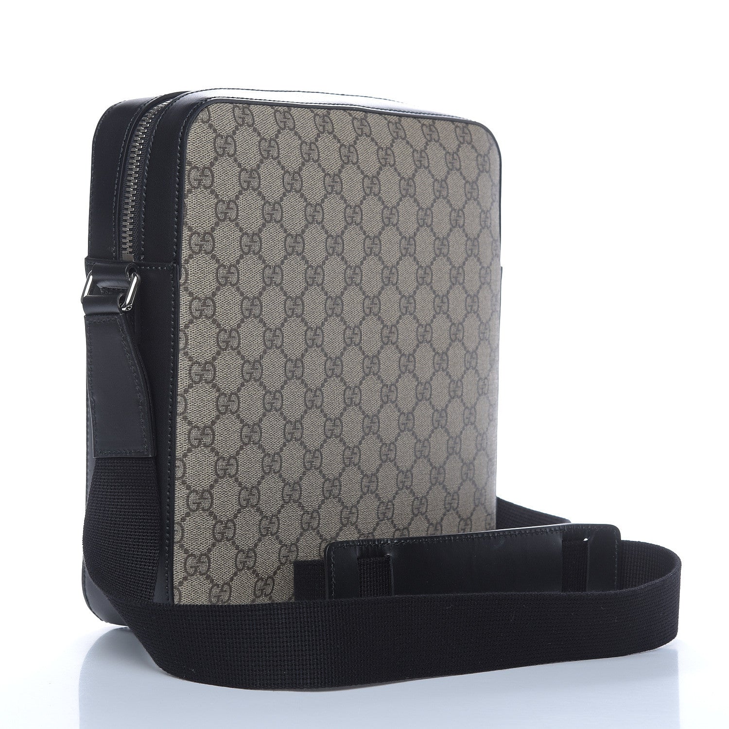 Gucci GG Supreme Monogram Flat Messenger Bag Black 3 of 12