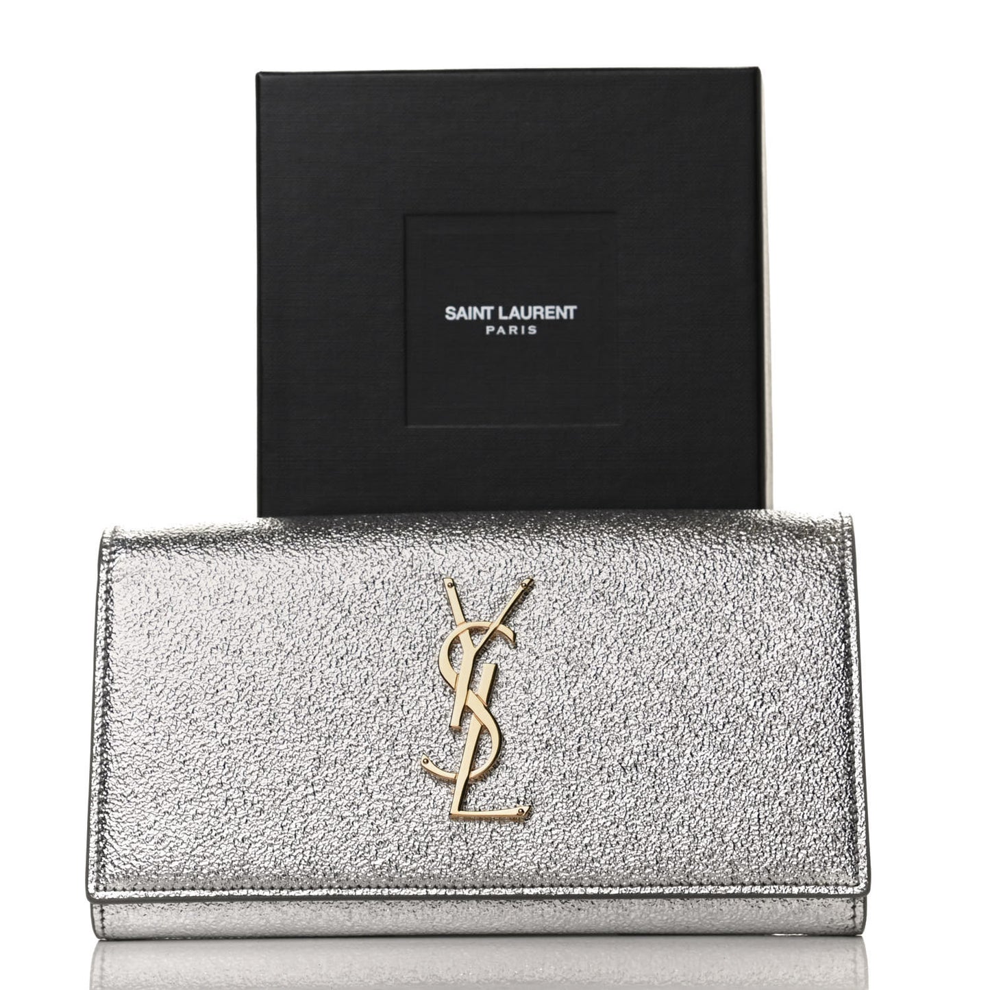 Metallic Calfskin Classic Monogram Cassandre Wallet Silver