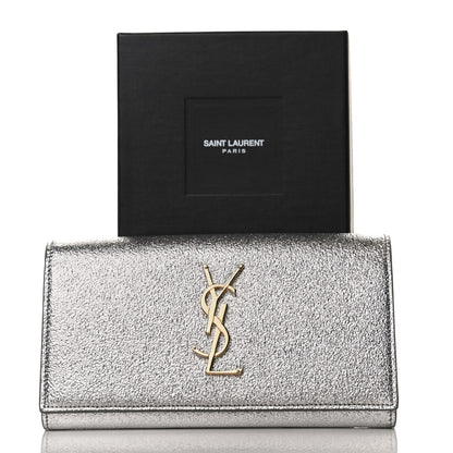 Saint Laurent Metallic Calfskin Classic Monogram Cassandre Wallet Silver 12 of 12