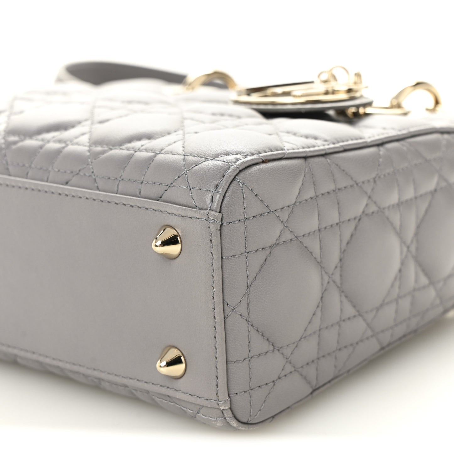 Lambskin Cannage Small Lucky Badges My Lady Dior Grey