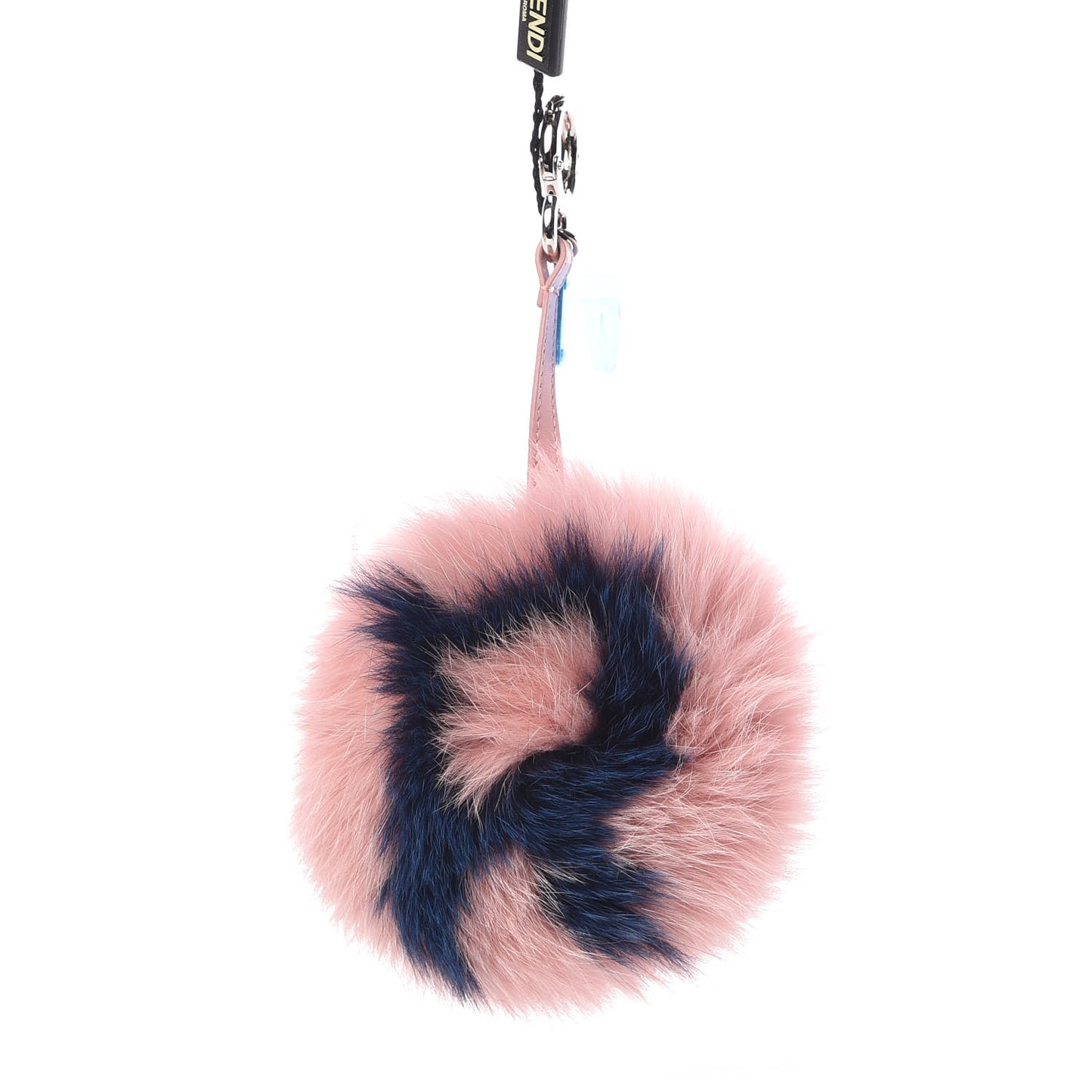 Fox Fur Shiny Nappa Bi-Color R ABCharm Bag Charm Rosa Chiaro Blue Bubblegum