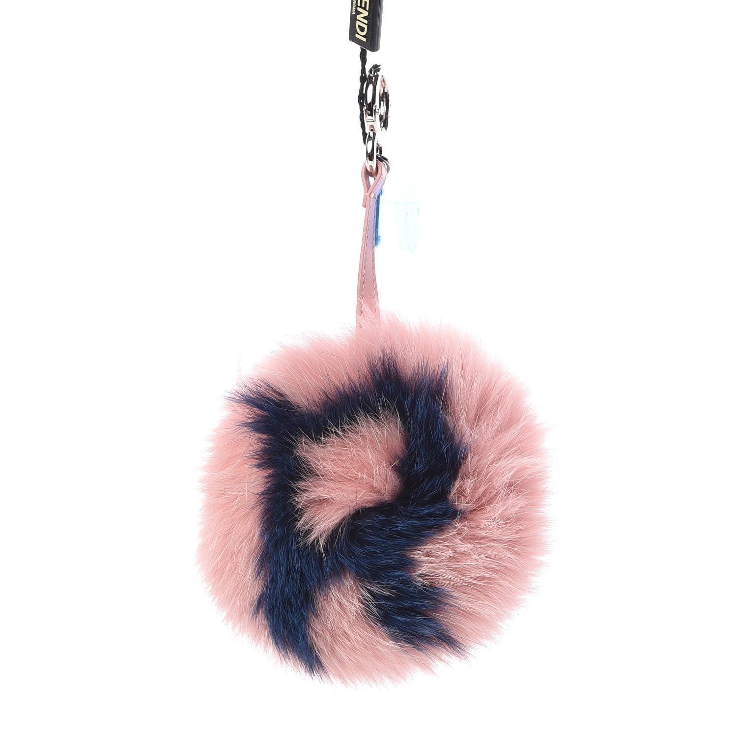 Fendi Fox Fur Shiny Nappa Bi-Color R ABCharm Bag Charm Rosa Chiaro Blue Bubblegum 1 of 4