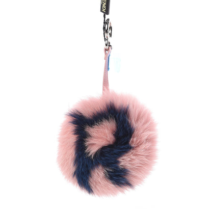 Fendi Fox Fur Shiny Nappa Bi-Color R ABCharm Bag Charm Rosa Chiaro Blue Bubblegum 1 of 4