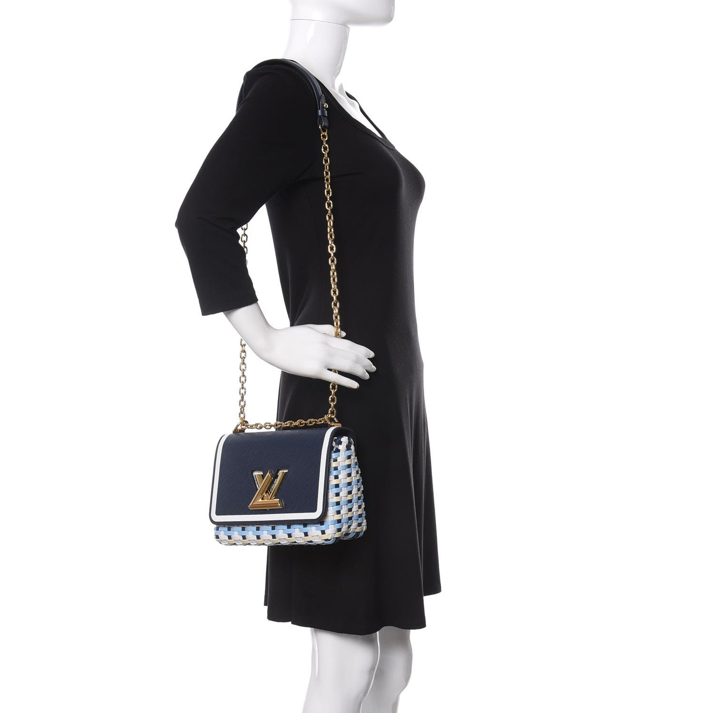 Epi Guinguette Twist Shoulder Bag MM Indigo Blue