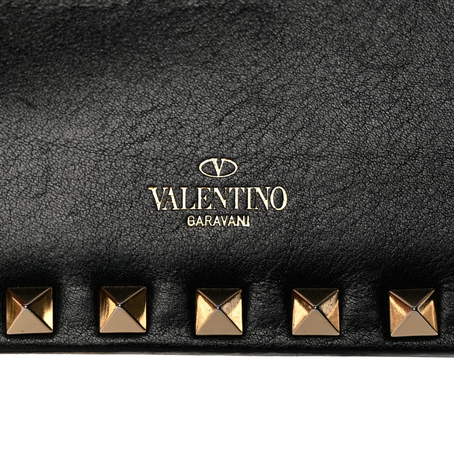 Vitello Mini Rockstud Flap Wallet on Strap Black