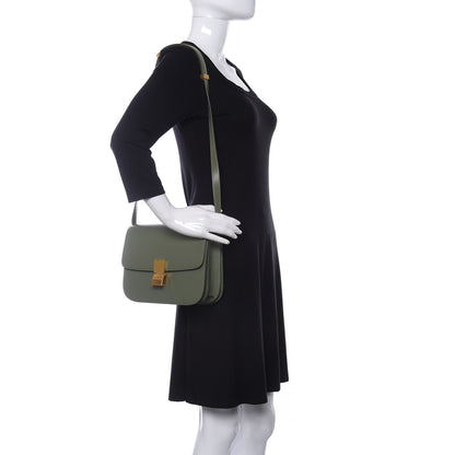 Celine Liege Calfskin Medium Classic Box Flap Bag Army Green 2 of 10