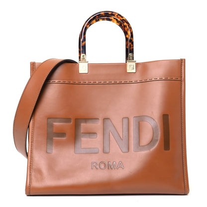 Fendi Vitello King Plexiglass Medium Fendi Sunshine Shopper Tote Cuoio 1 of 10