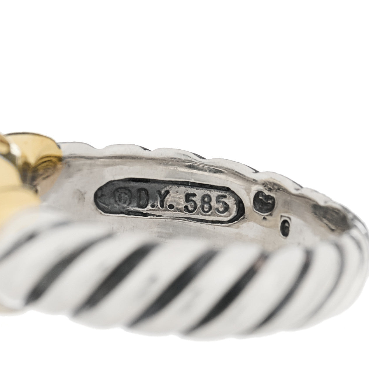 David Yurman Sterling Silver 14K Yellow Gold Diamond 10mm Noblesse Ring 51 5.75 5 of 6